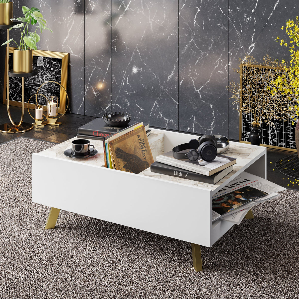 Frida Coffee Table - Ephesus Marble & Gold