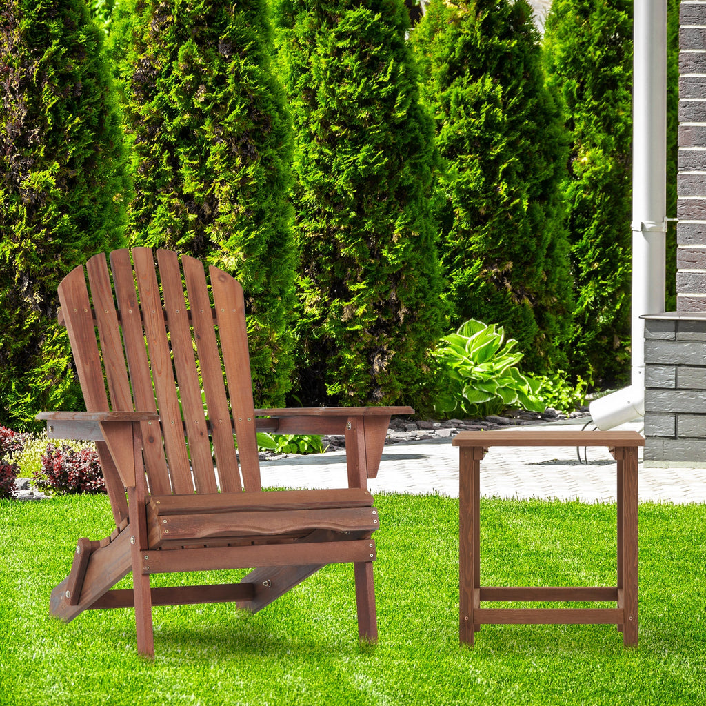 Hemlock Wood Outdoor Folding Adirondack Chair Set of 2