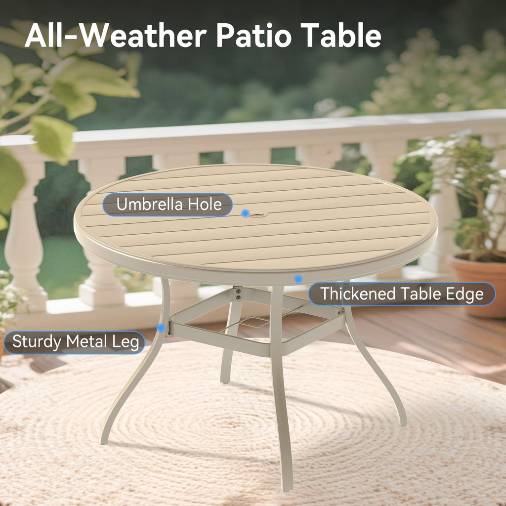 Sandstone 7-Piece Patio Dining Set with Metal Table - Waterproof Seats