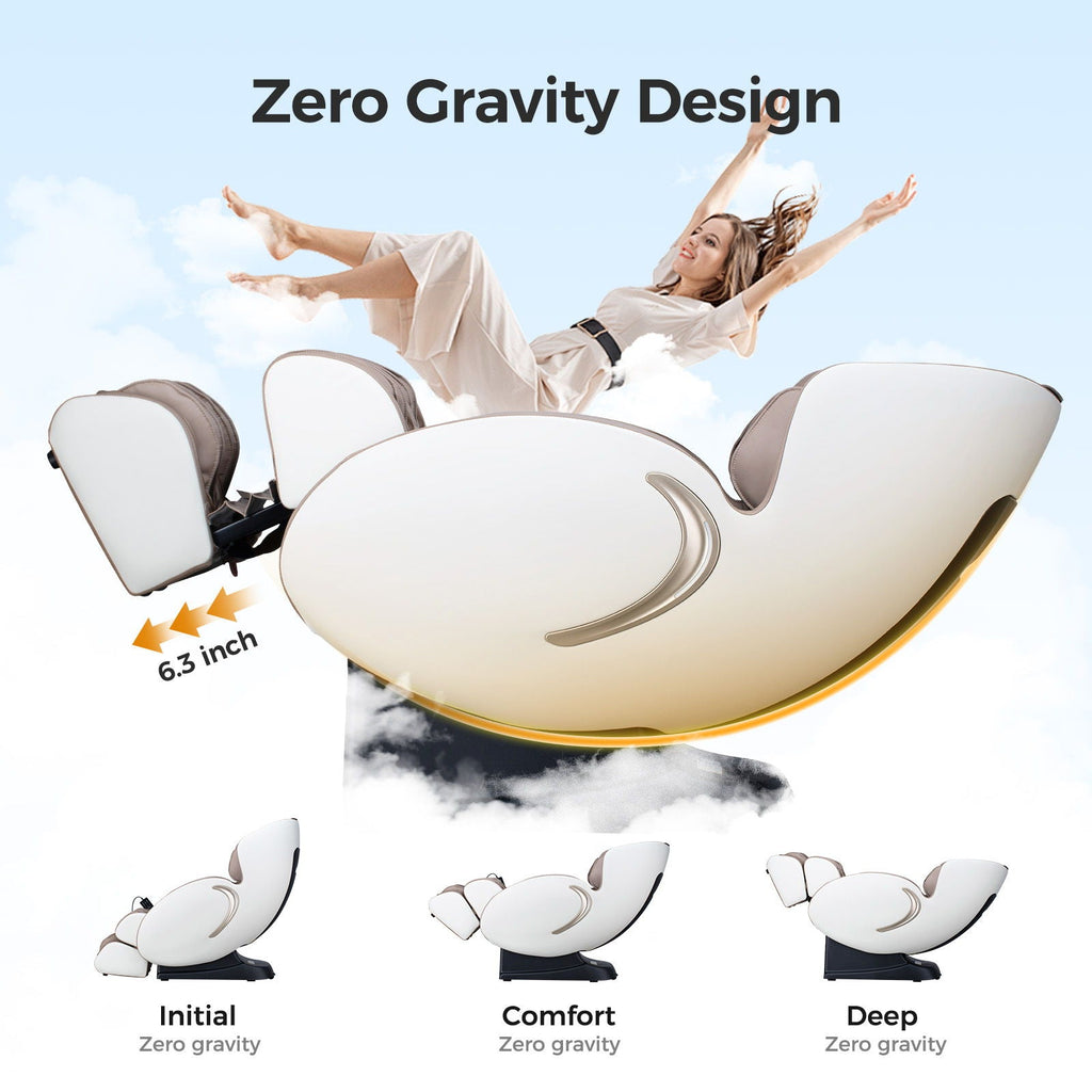 3D Zero Gravity Massage Chair with Full Body Shiatsu - Black or Beige