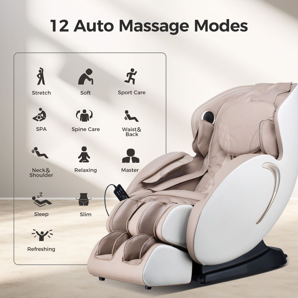 3D Zero Gravity Massage Chair with Full Body Shiatsu - Black or Beige