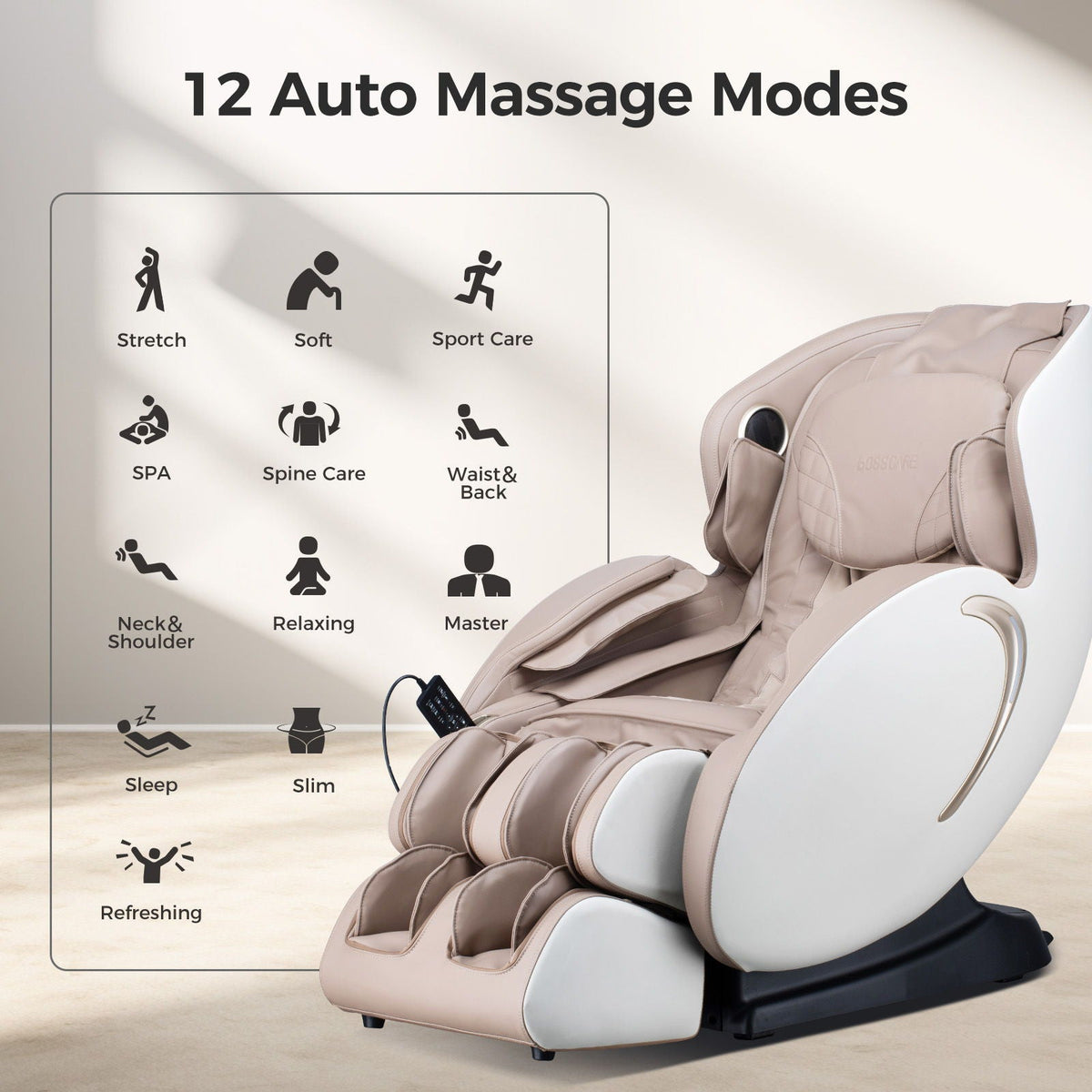 3D Zero Gravity Massage Chair with Full Body Shiatsu - Black or Beige