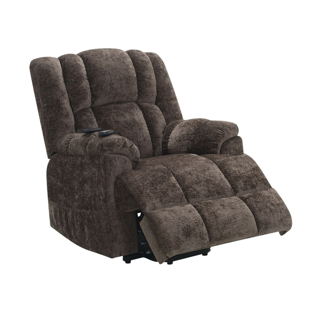 Power Motion Recliner with Lift, Heating & Massage - Brown