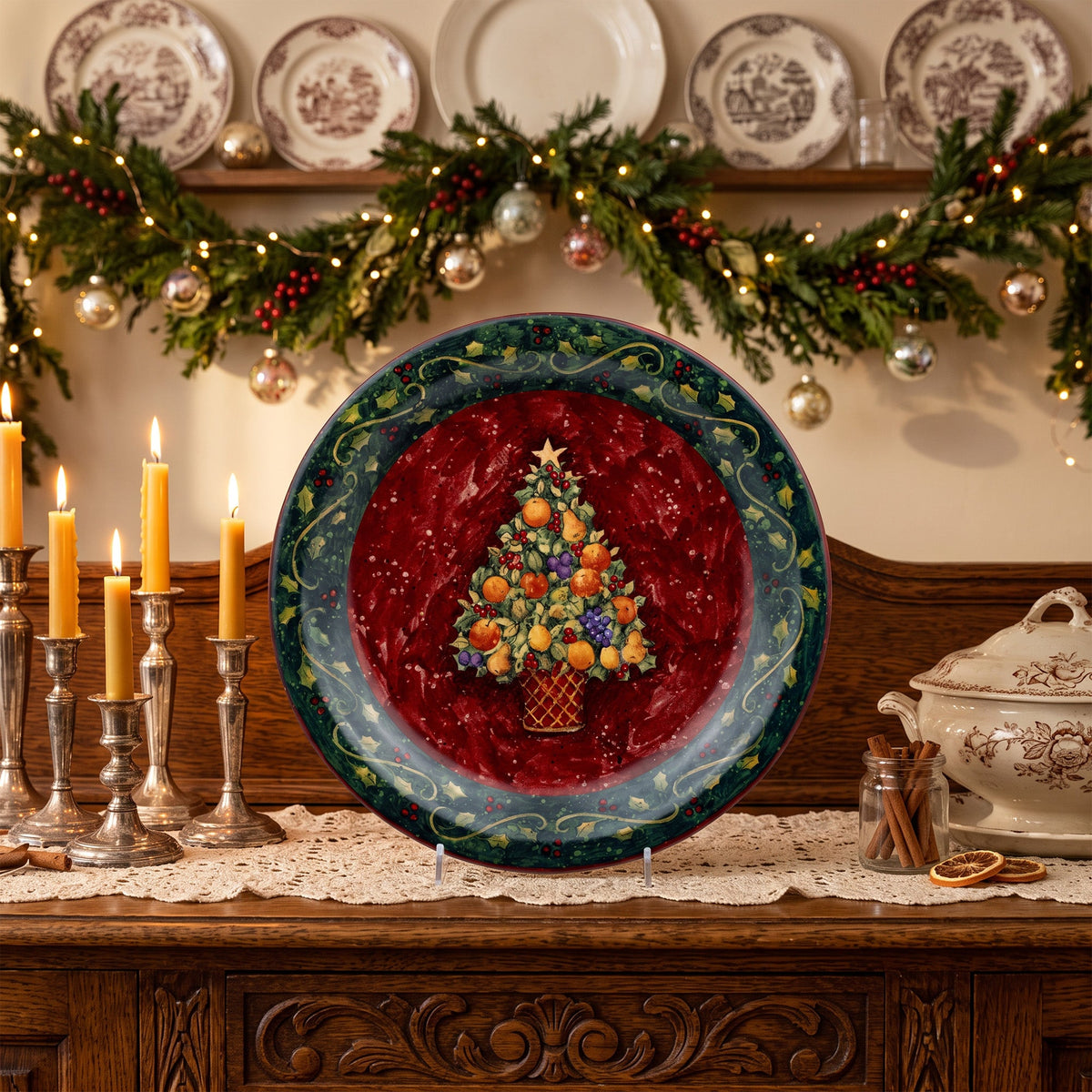Susan Winget Christmas Fruit-Tree Plate - Certified International