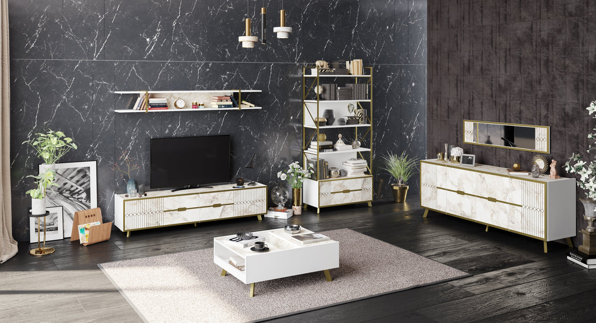 Frida Coffee Table - Ephesus Marble & Gold