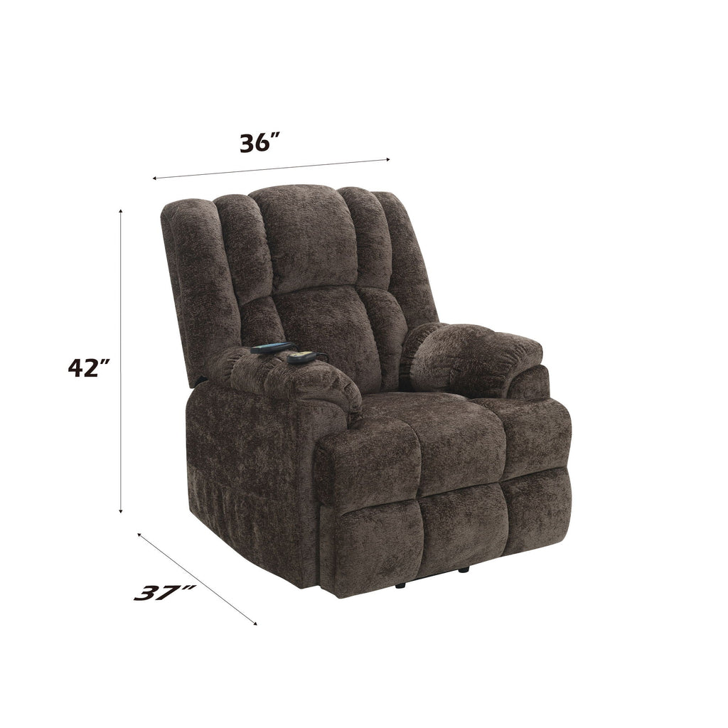 Power Motion Recliner with Lift, Heating & Massage - Brown