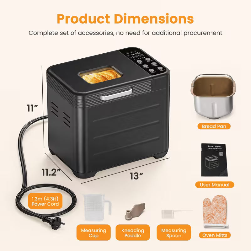 Stainless Steel Automatic Bread Maker with Timer