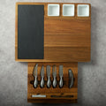 Acacia Wood Cheese Board Set with Integrated Storage Drawer